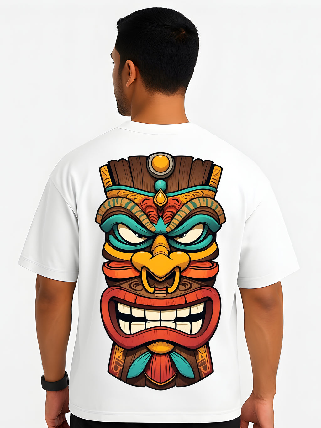 Tiki Warrior Back Graphic  Oversized T-Shirt