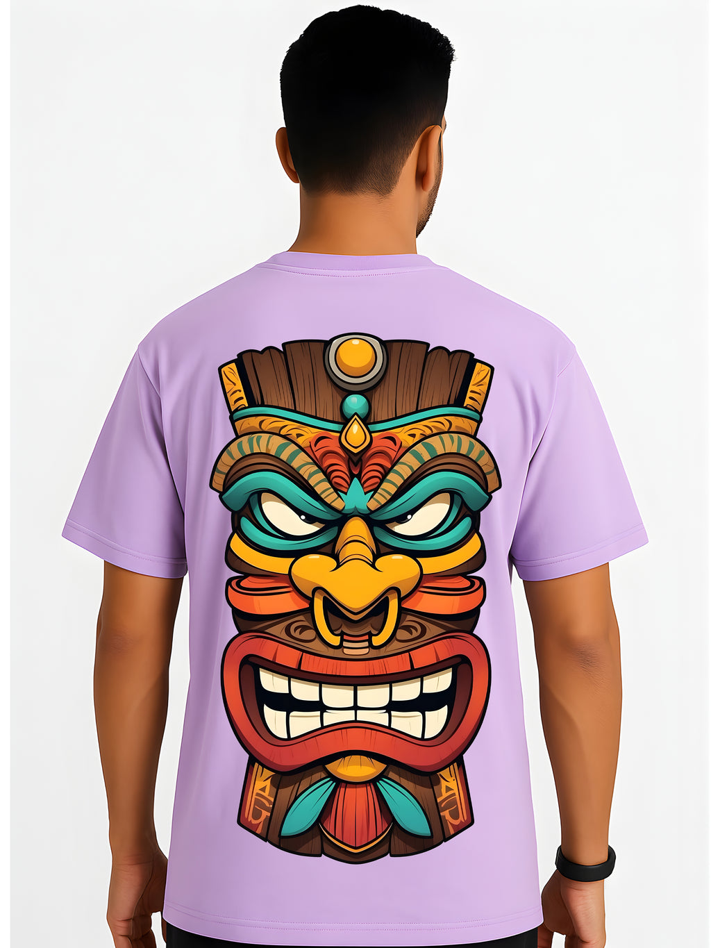Tiki Warrior Back Graphic  Oversized T-Shirt