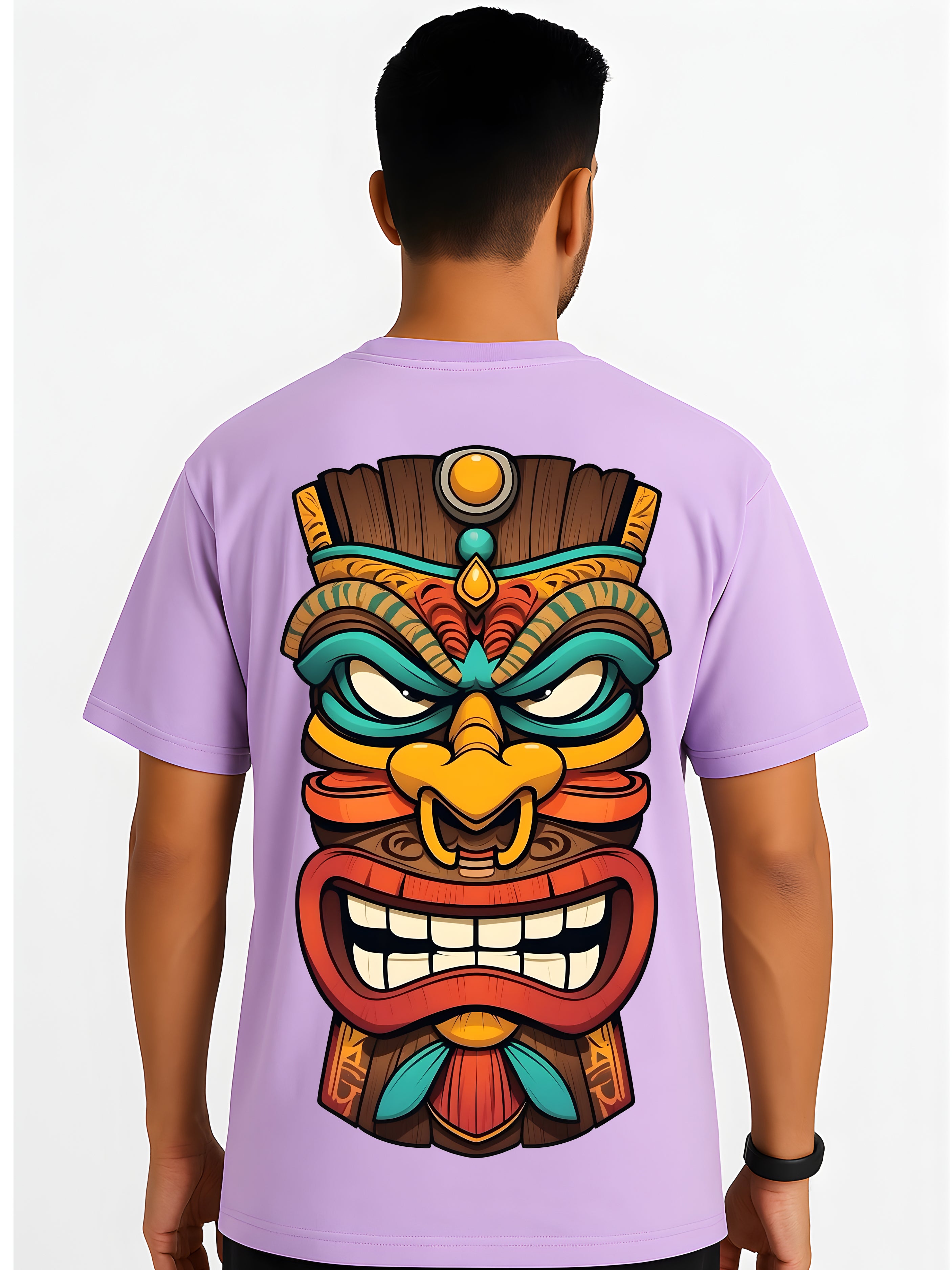 Tiki Warrior Back Graphic  Oversized T-Shirt