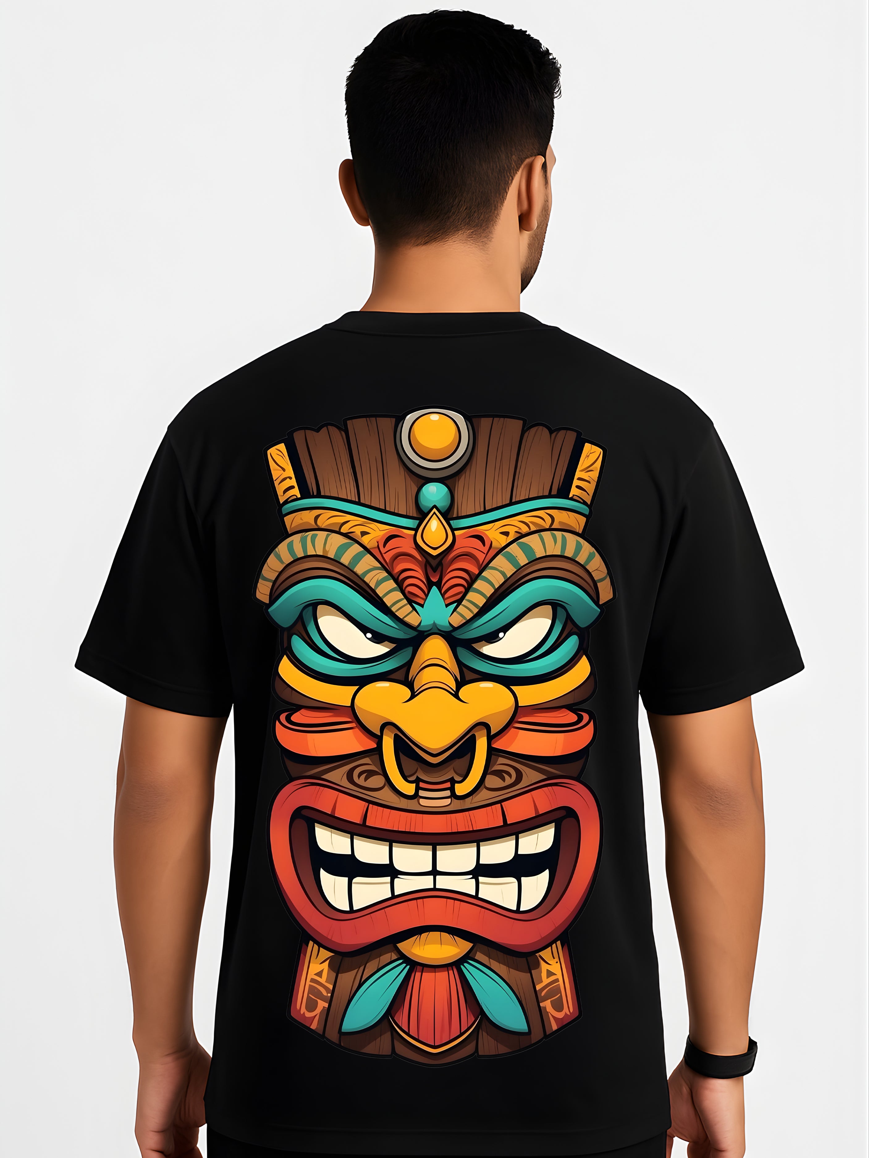 Tiki Warrior Back Graphic  Oversized T-Shirt