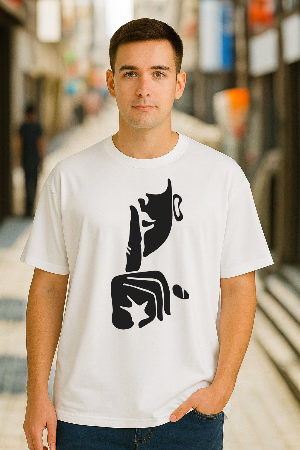 Mute Expression Minimal Oversized T-Shirt