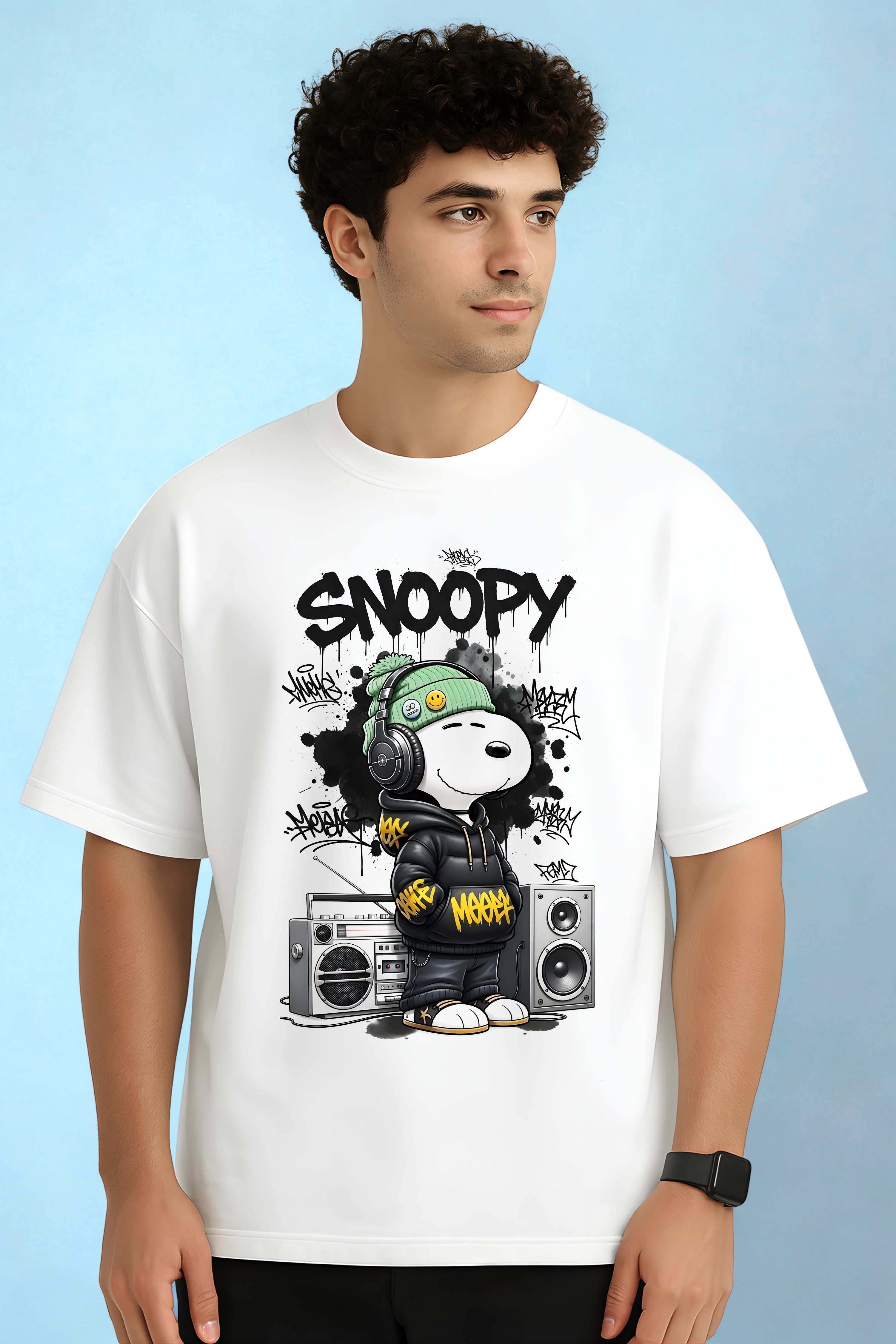 Snoopy Hip-Hop DJ Graphic Oversized T-shirt