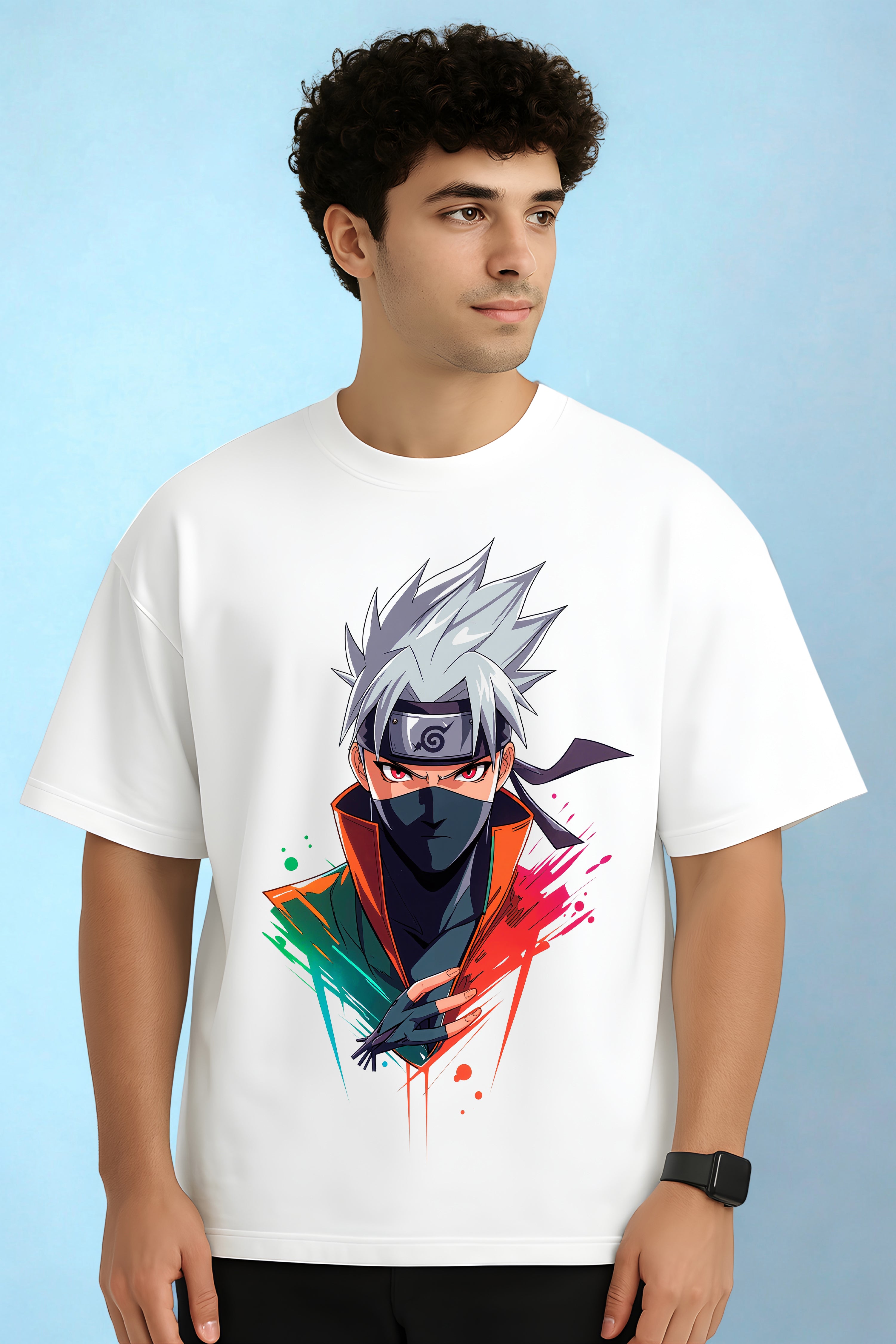 Kakashi Splash Art Oversized White T-Shirt
