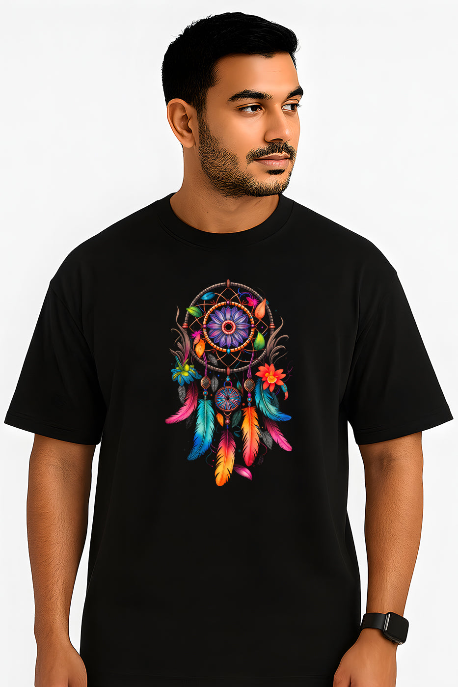 Cosmic Feather Dreamcatcher Oversized T-Shirt