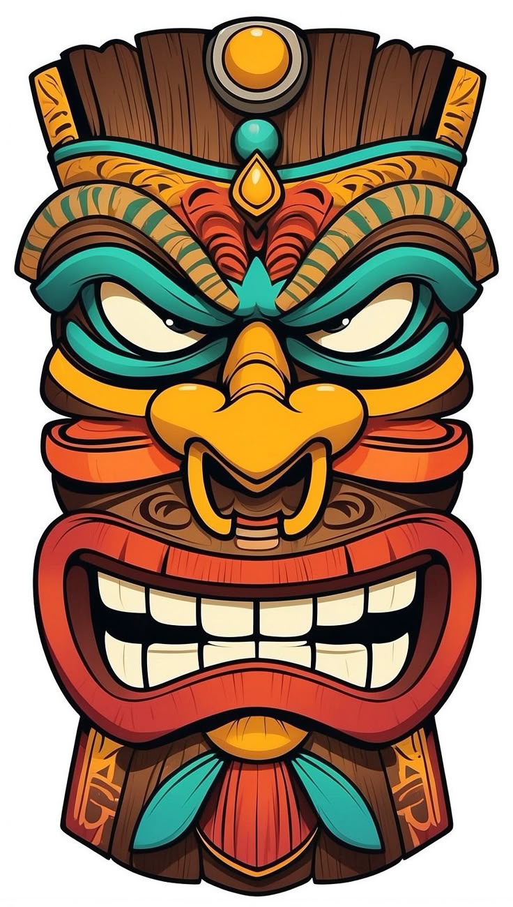 Tiki Warrior Back Graphic  Oversized T-Shirt