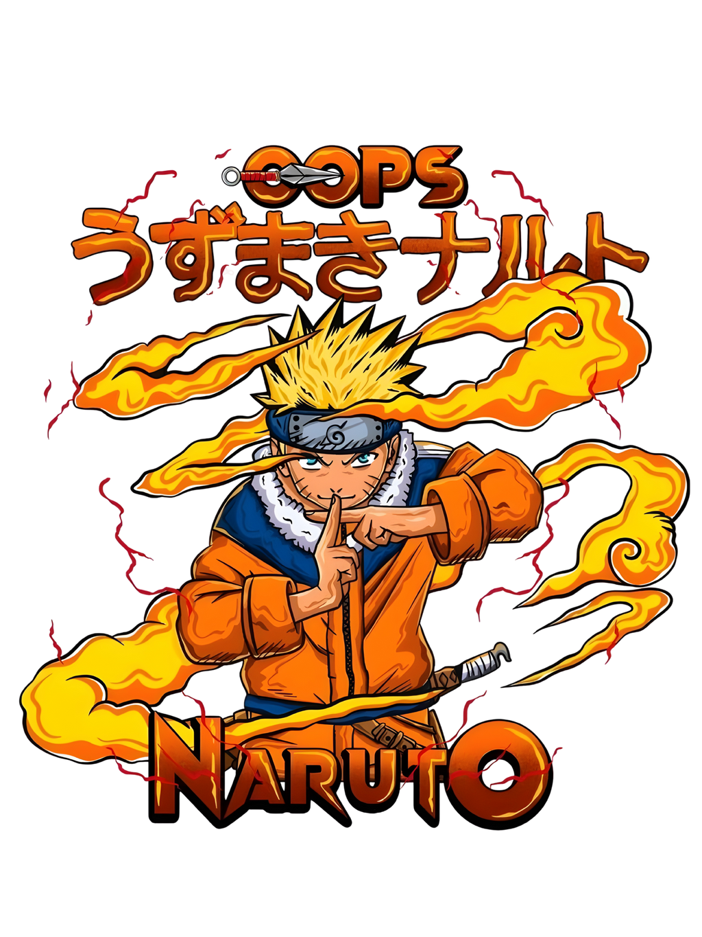 Naruto Nin-Jutsu Flame Art Oversized T-Shirt