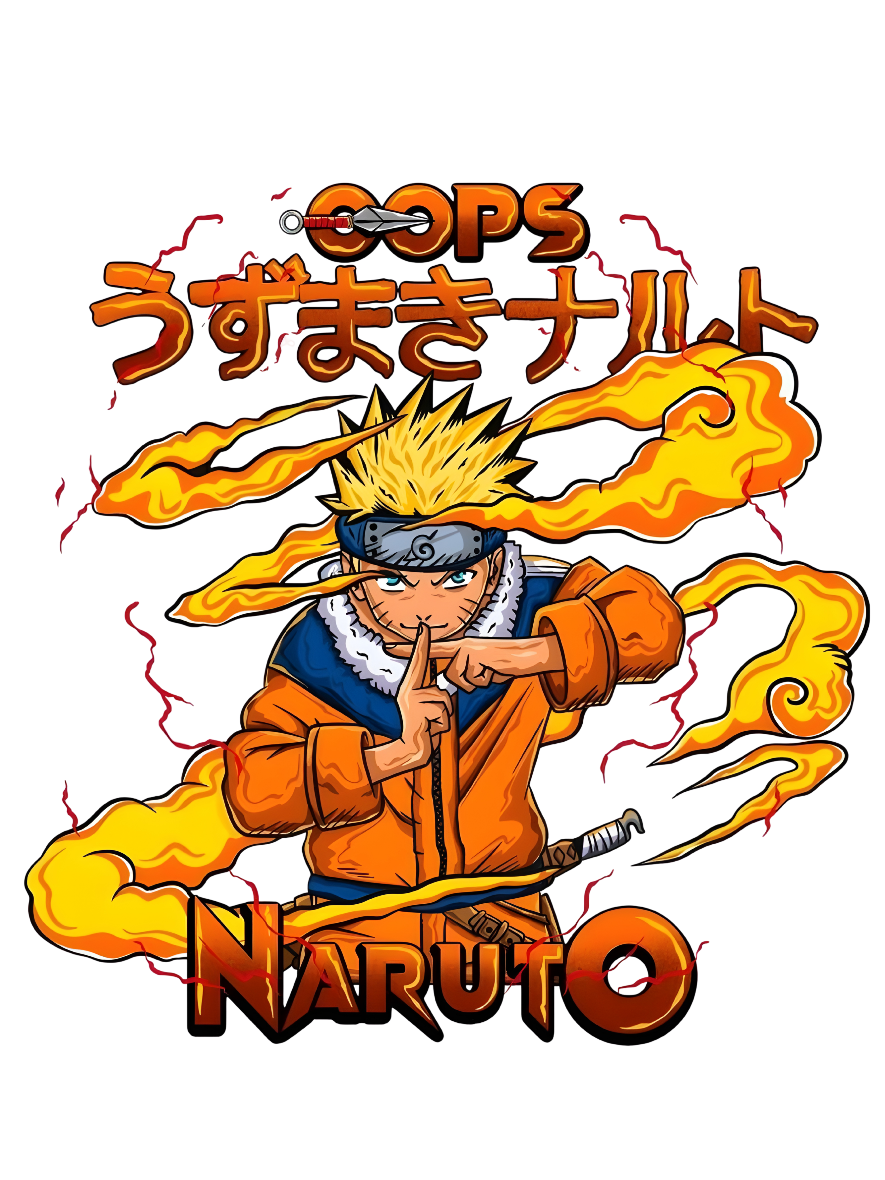 Naruto Nin-Jutsu Flame Art Oversized T-Shirt